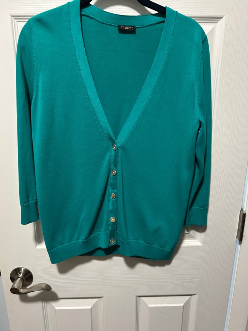 Talbots Green V-Neck Button Cardigan